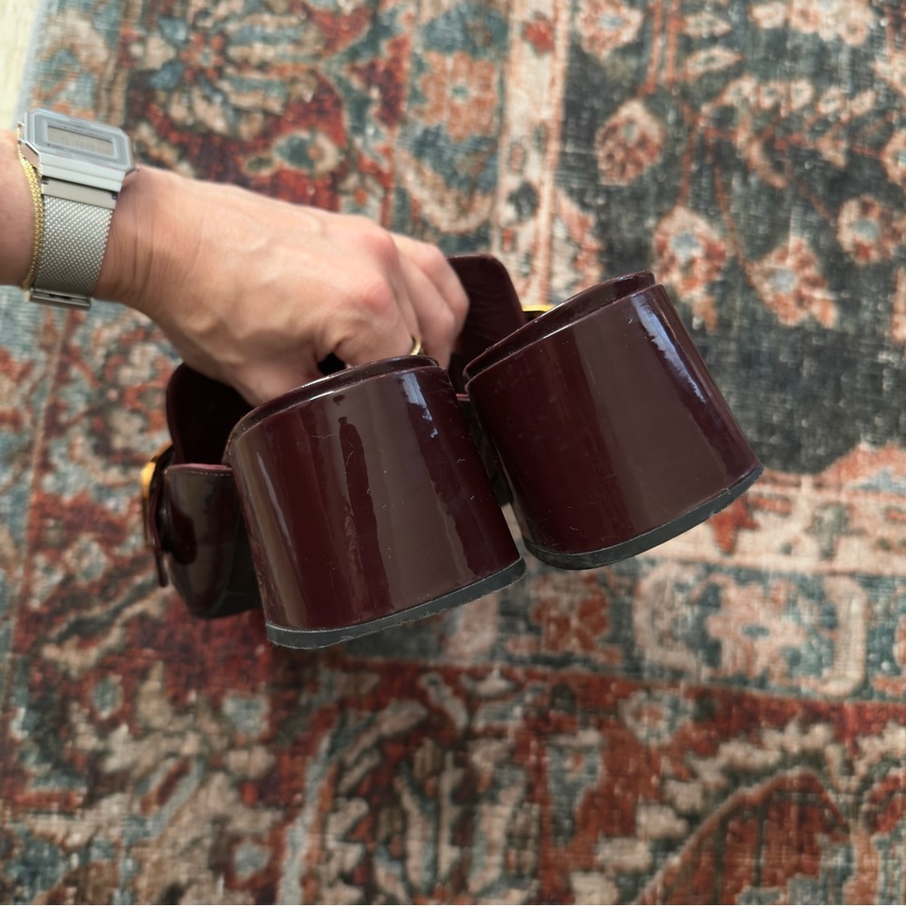 Prada Patent Leather Burgundy Mules - Picture 4 of 10